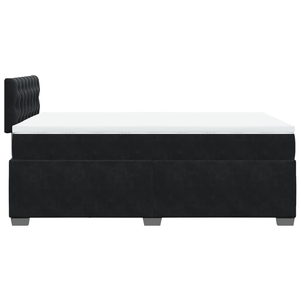 vidaXL Κρεβάτι Boxspring με Στρώμα Μαύρο 120x190 εκ. Βελούδινο