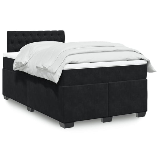 vidaXL Κρεβάτι Boxspring με Στρώμα Μαύρο 120x190 εκ. Βελούδινο
