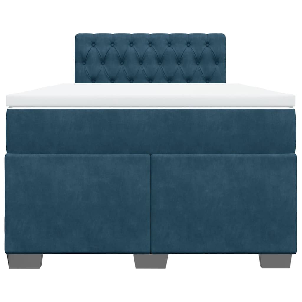 vidaXL Κρεβάτι Boxspring με Στρώμα Σκούρο Μπλε 120x190 εκ. Βελούδινο