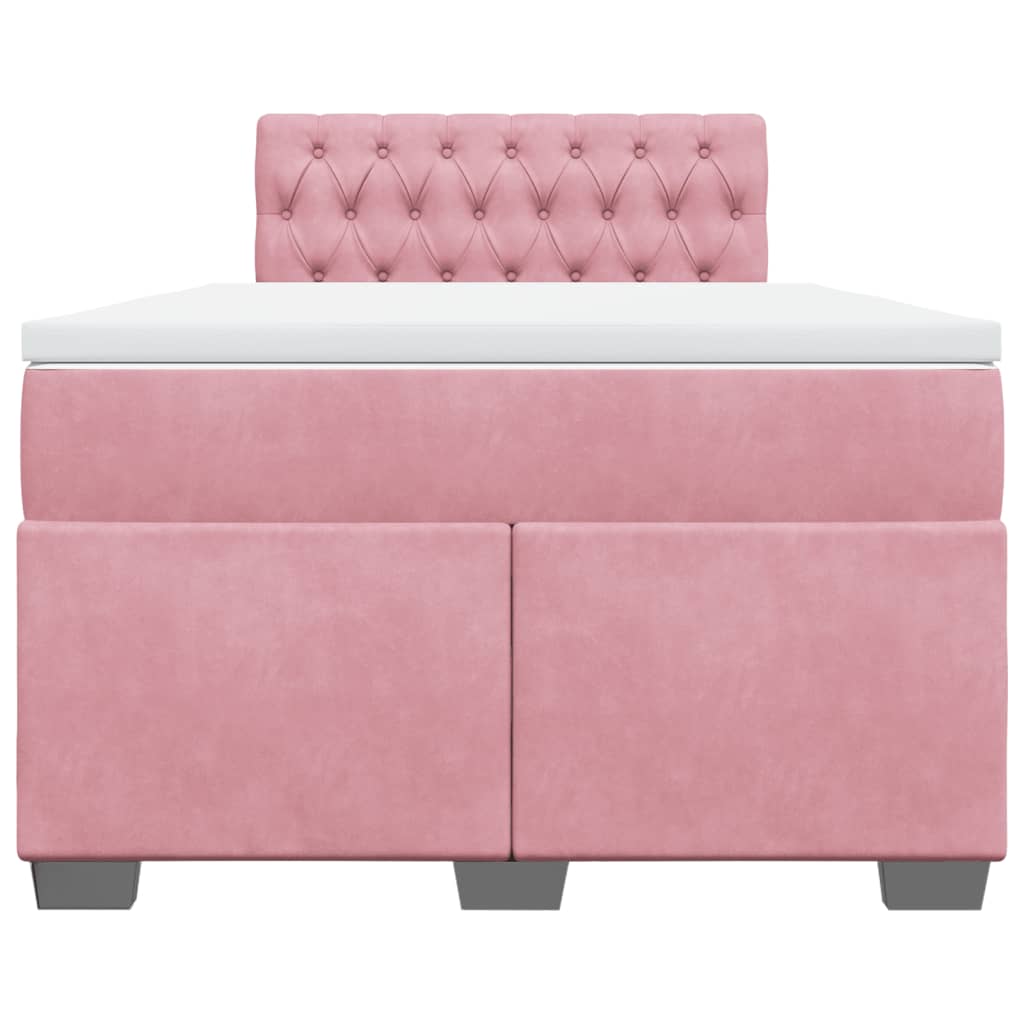 vidaXL Κρεβάτι Boxspring με Στρώμα Ροζ 120x190 εκ. Βελούδινο