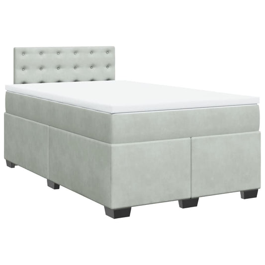 vidaXL Κρεβάτι Boxspring με Στρώμα Ανοιχτό Γκρι 120x190 εκ. Βελούδινο