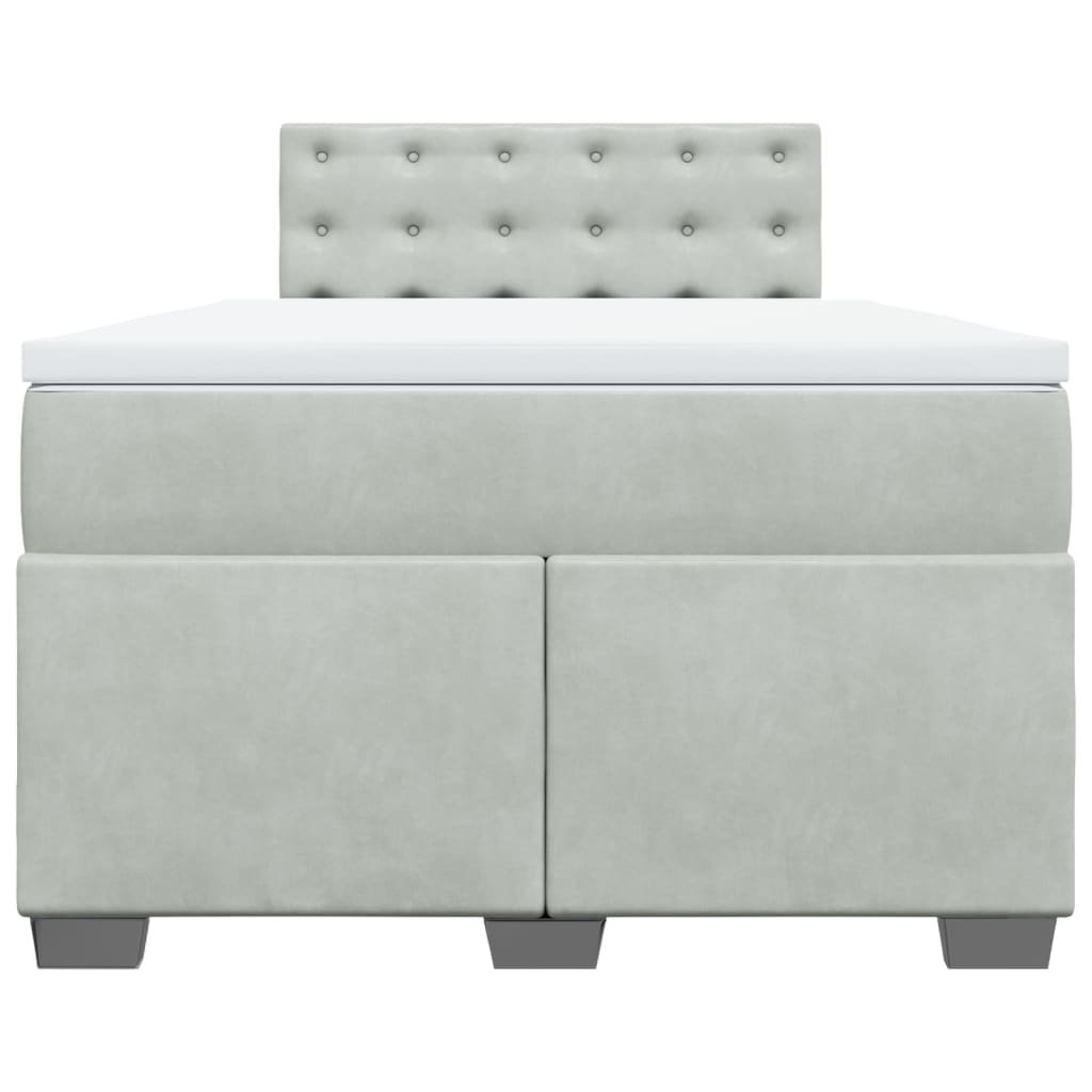 vidaXL Κρεβάτι Boxspring με Στρώμα Ανοιχτό Γκρι 120x190 εκ. Βελούδινο