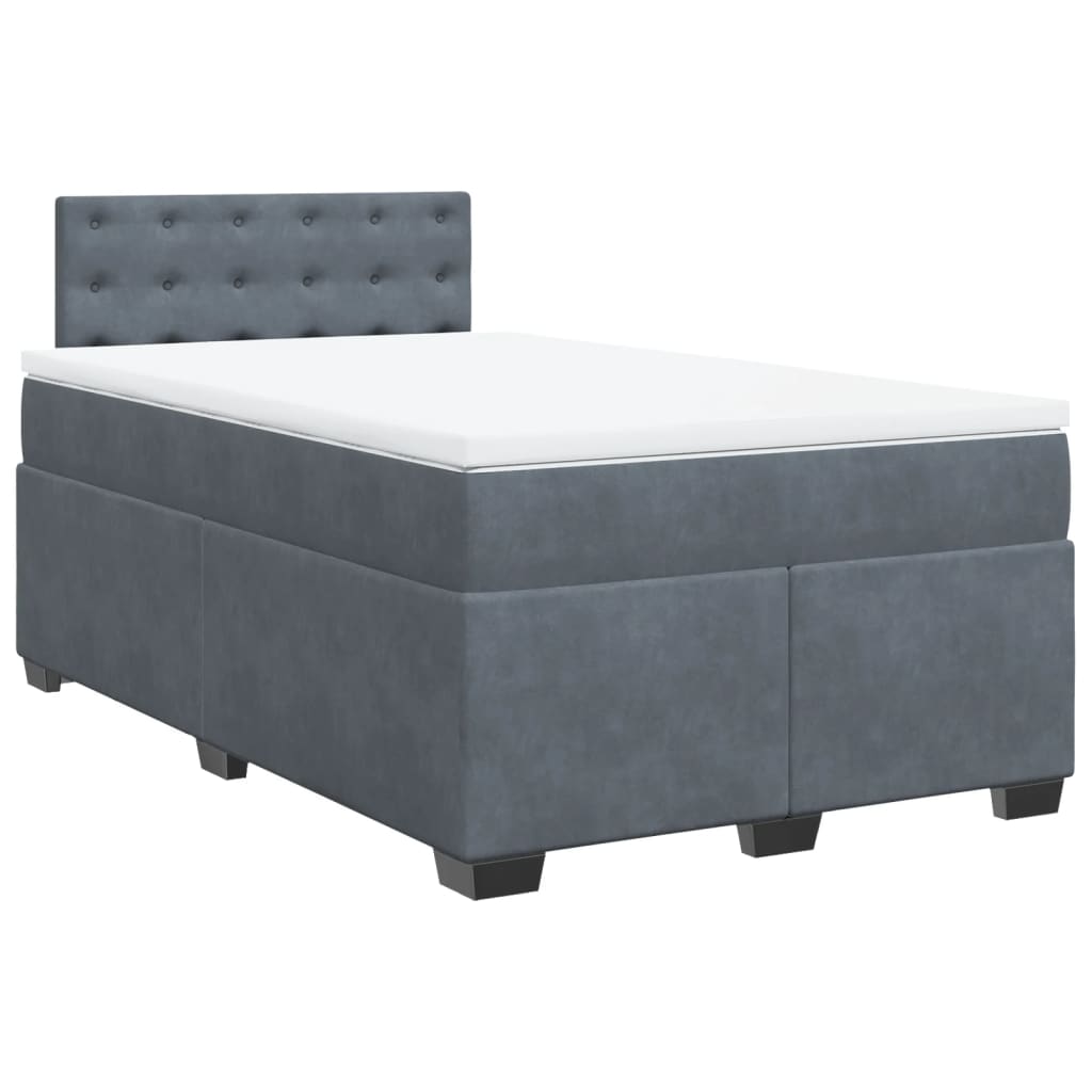 vidaXL Κρεβάτι Boxspring με Στρώμα Σκούρο Γκρι 120x190 εκ. Βελούδινο