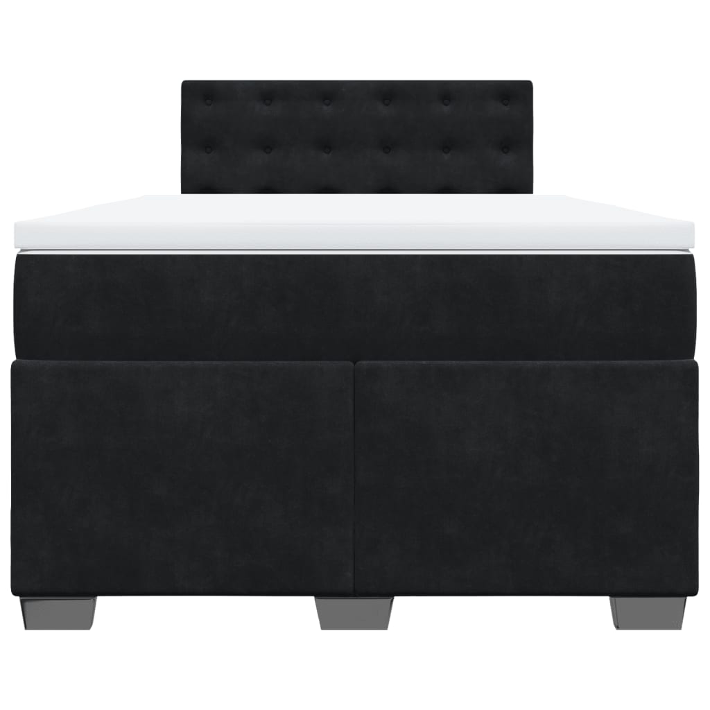 vidaXL Κρεβάτι Boxspring με Στρώμα Μαύρο 120x190 εκ. Βελούδινο
