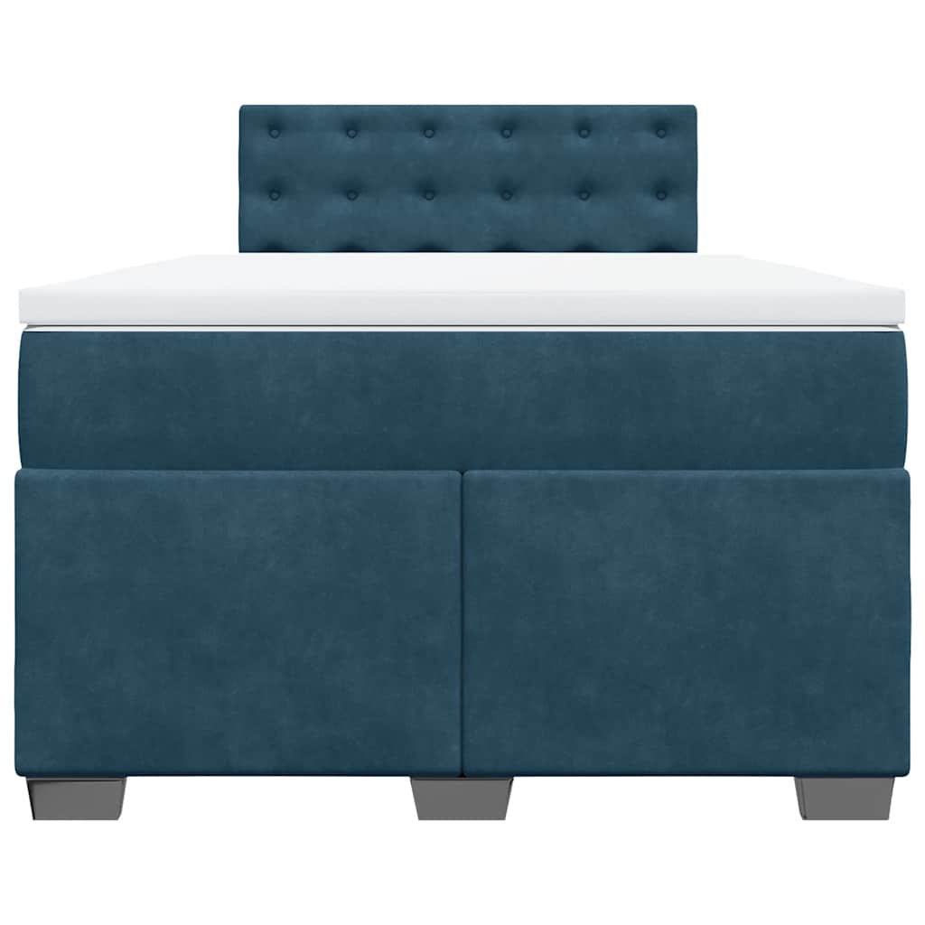 vidaXL Κρεβάτι Boxspring με Στρώμα Σκούρο Μπλε 120x190 εκ. Βελούδινο