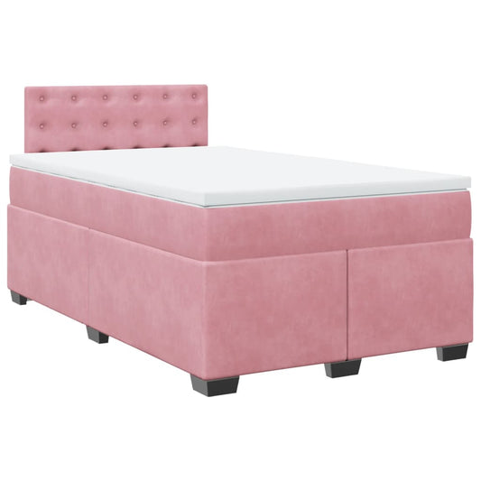 vidaXL Κρεβάτι Boxspring με Στρώμα Ροζ 120x190 εκ. Βελούδινο