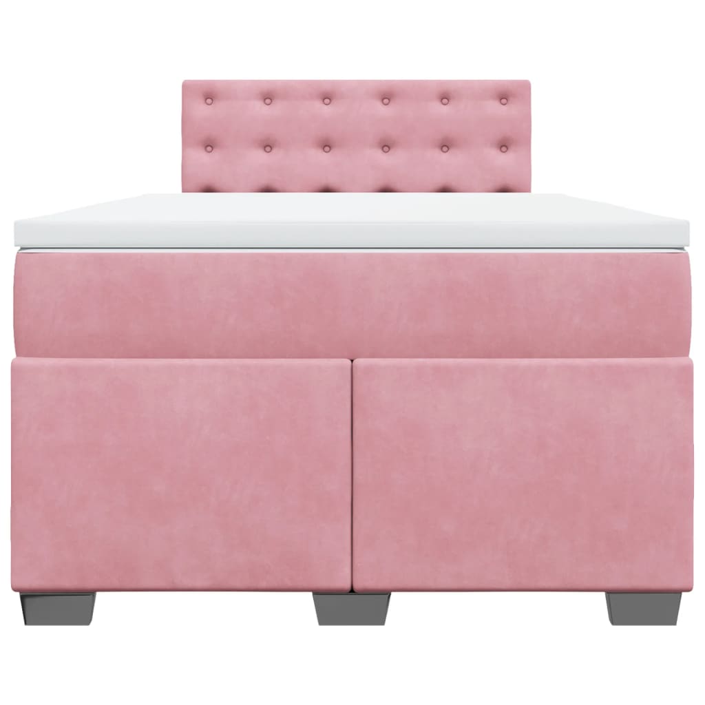vidaXL Κρεβάτι Boxspring με Στρώμα Ροζ 120x190 εκ. Βελούδινο