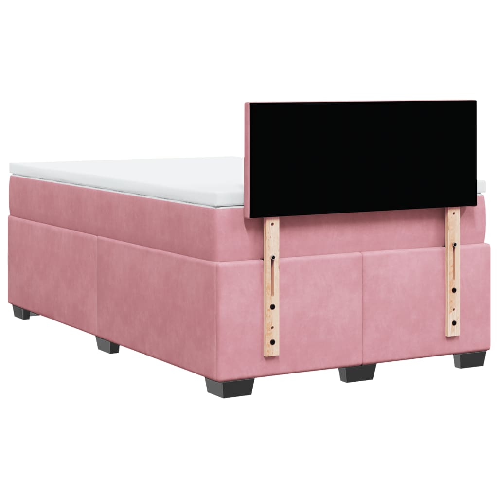 vidaXL Κρεβάτι Boxspring με Στρώμα Ροζ 120x190 εκ. Βελούδινο