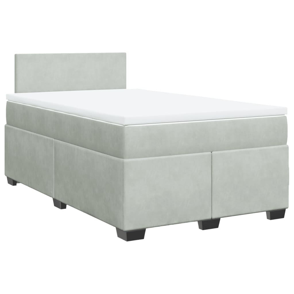 vidaXL Κρεβάτι Boxspring με Στρώμα Ανοιχτό Γκρι 120x200 εκ. Βελούδινο