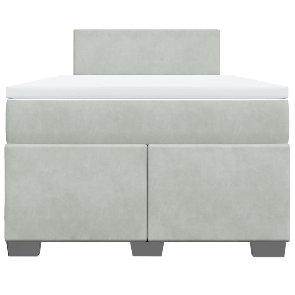 vidaXL Κρεβάτι Boxspring με Στρώμα Ανοιχτό Γκρι 120x200 εκ. Βελούδινο