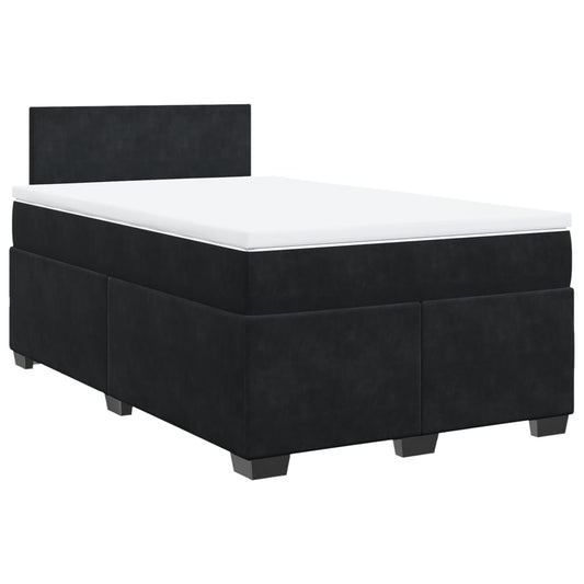 vidaXL Κρεβάτι Boxspring με Στρώμα Μαύρο 120 x 200 εκ. Βελούδινο