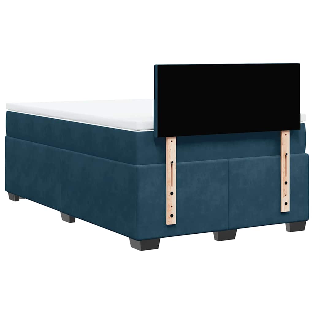 vidaXL Κρεβάτι Boxspring με Στρώμα Σκούρο Μπλε 120x200 εκ. Βελούδινο
