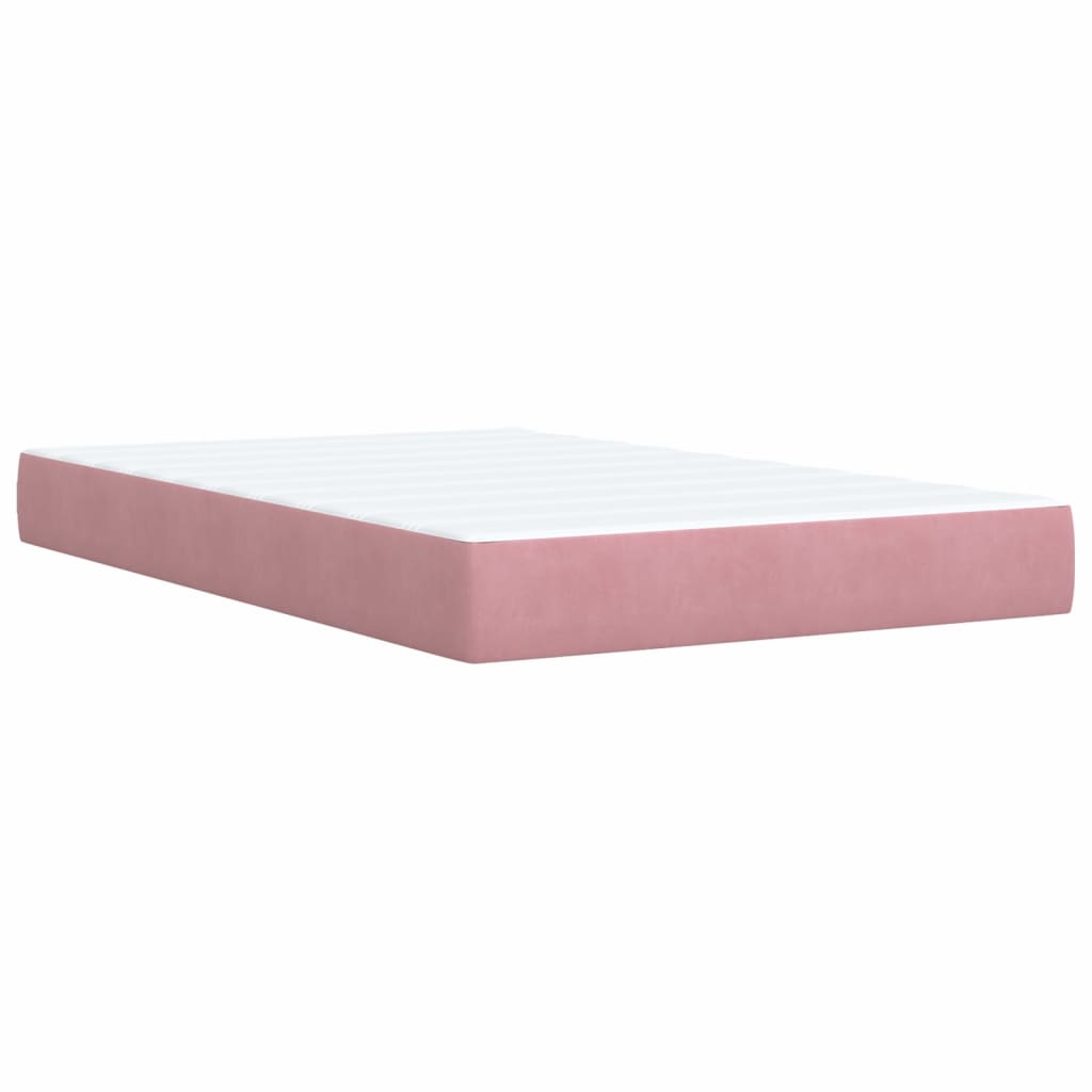 vidaXL Κρεβάτι Boxspring με Στρώμα Ροζ 120x200 εκ. Βελούδινο