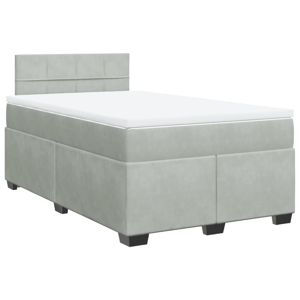 vidaXL Κρεβάτι Boxspring με Στρώμα Ανοιχτό Γκρι 120x200 εκ. Βελούδινο