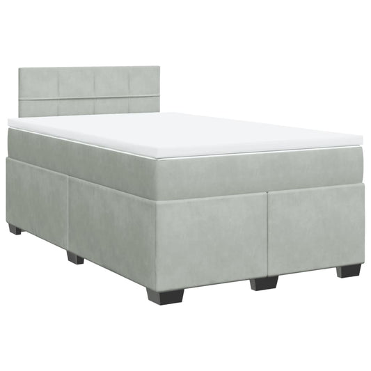 vidaXL Κρεβάτι Boxspring με Στρώμα Ανοιχτό Γκρι 120x200 εκ. Βελούδινο