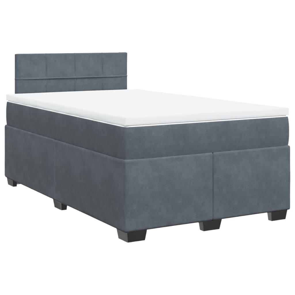 vidaXL Κρεβάτι Boxspring με Στρώμα Σκούρο Γκρι 120x200 εκ. Βελούδινο