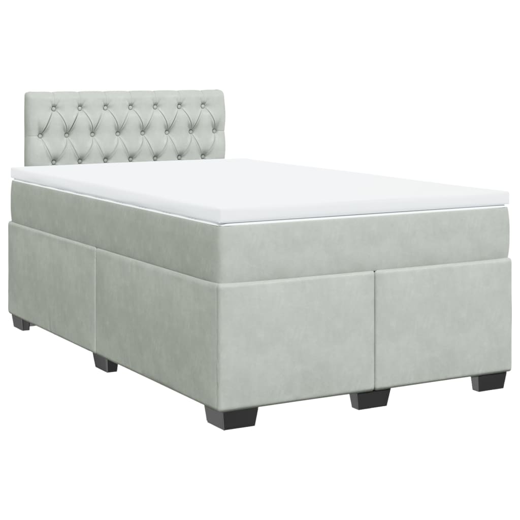 vidaXL Κρεβάτι Boxspring με Στρώμα Ανοιχτό Γκρι 120x200 εκ. Βελούδινο