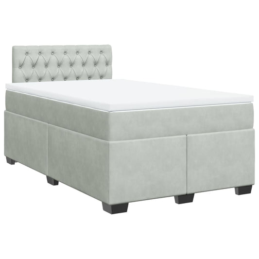 vidaXL Κρεβάτι Boxspring με Στρώμα Ανοιχτό Γκρι 120x200 εκ. Βελούδινο