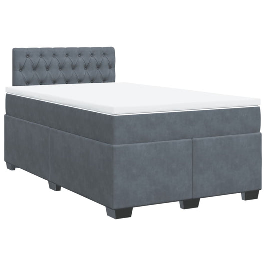 vidaXL Κρεβάτι Boxspring με Στρώμα Σκούρο Γκρι 120x200 εκ. Βελούδινο