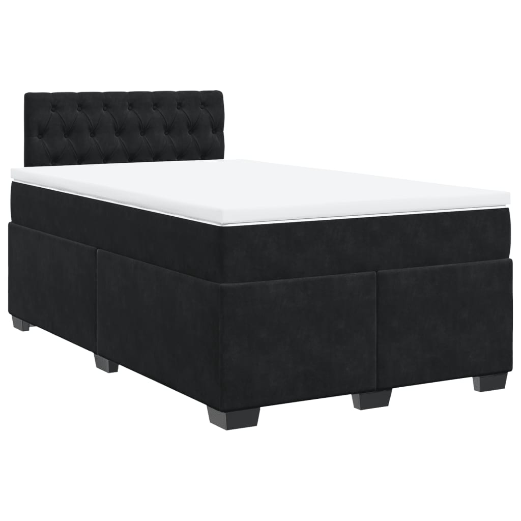 vidaXL Κρεβάτι Boxspring με Στρώμα Μαύρο 120 x 200 εκ. Βελούδινο