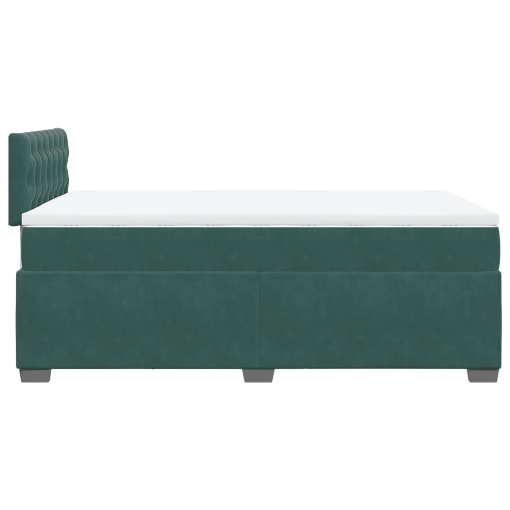 vidaXL Κρεβάτι Boxspring με Στρώμα Σκούρο Πράσινο 120x200εκ. Βελούδινο