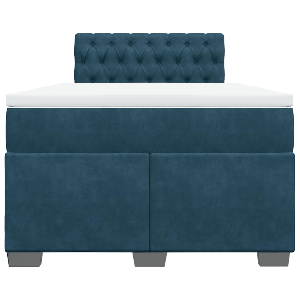vidaXL Κρεβάτι Boxspring με Στρώμα Σκούρο Μπλε 120x200 εκ. Βελούδινο