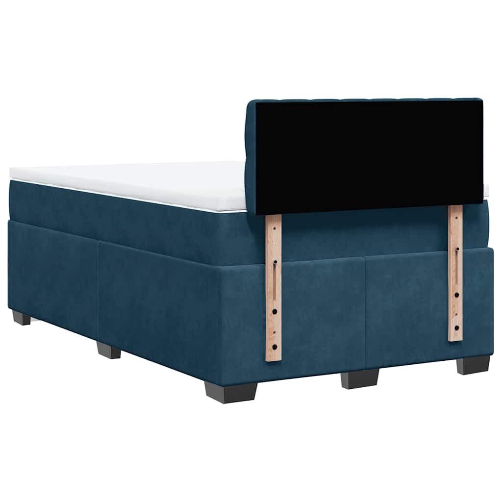 vidaXL Κρεβάτι Boxspring με Στρώμα Σκούρο Μπλε 120x200 εκ. Βελούδινο
