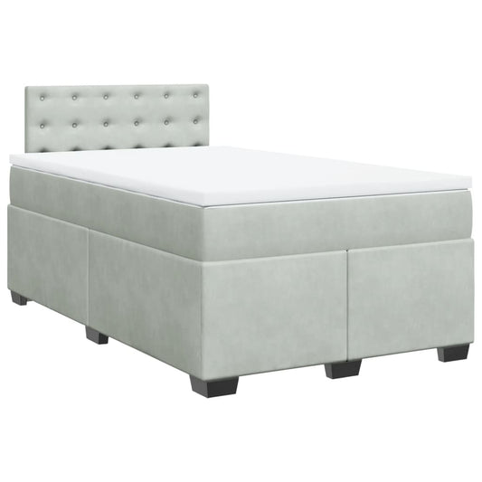 vidaXL Κρεβάτι Boxspring με Στρώμα Ανοιχτό Γκρι 120x200 εκ. Βελούδινο