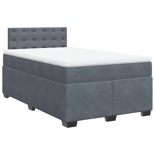 vidaXL Κρεβάτι Boxspring με Στρώμα Σκούρο Γκρι 120x200 εκ. Βελούδινο