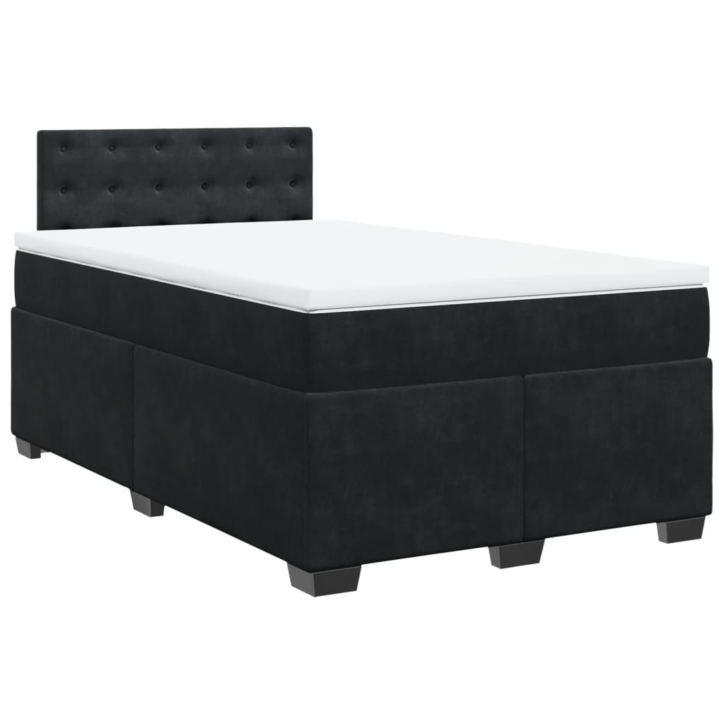 vidaXL Κρεβάτι Boxspring με Στρώμα Μαύρο 120 x 200 εκ. Βελούδινο