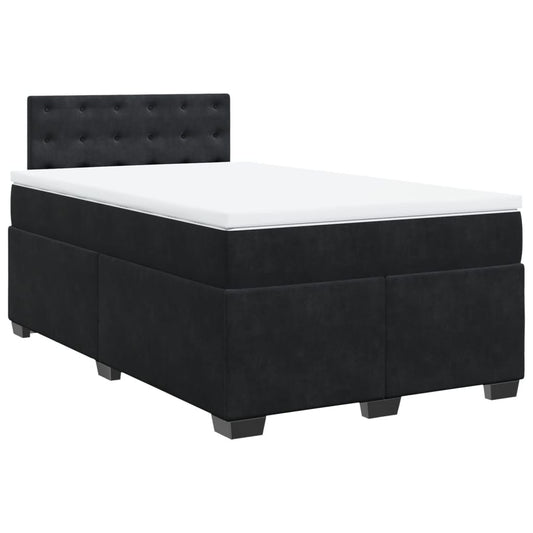 vidaXL Κρεβάτι Boxspring με Στρώμα Μαύρο 120 x 200 εκ. Βελούδινο