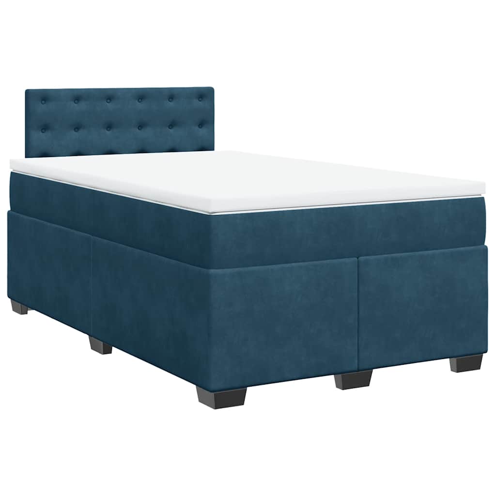 vidaXL Κρεβάτι Boxspring με Στρώμα Σκούρο Μπλε 120x200 εκ. Βελούδινο