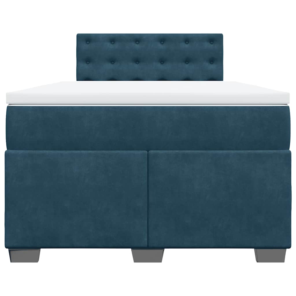 vidaXL Κρεβάτι Boxspring με Στρώμα Σκούρο Μπλε 120x200 εκ. Βελούδινο