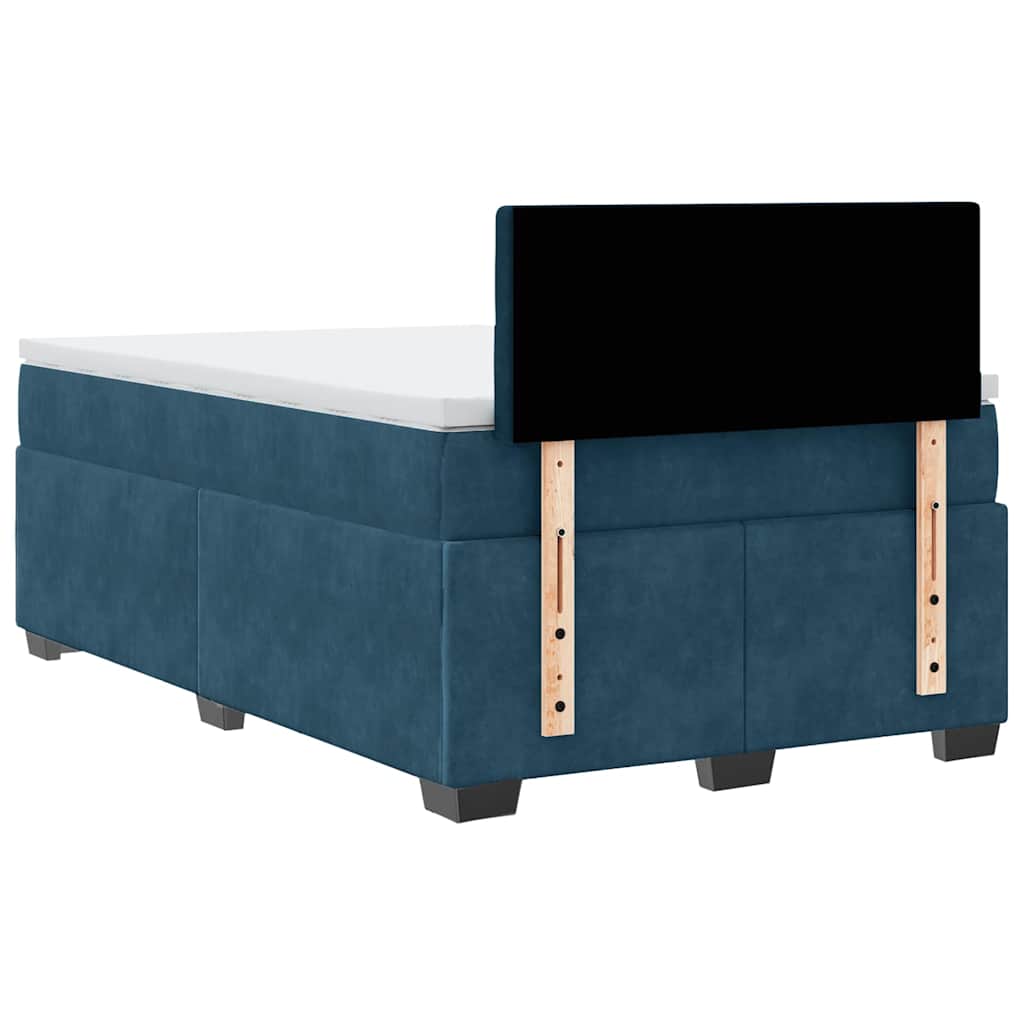 vidaXL Κρεβάτι Boxspring με Στρώμα Σκούρο Μπλε 120x200 εκ. Βελούδινο