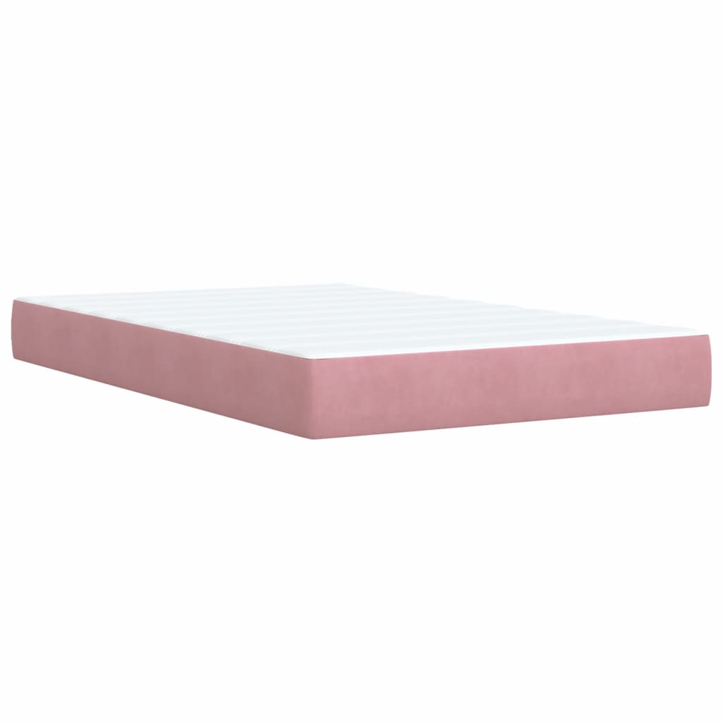 vidaXL Κρεβάτι Boxspring με Στρώμα Ροζ 120x200 εκ. Βελούδινο