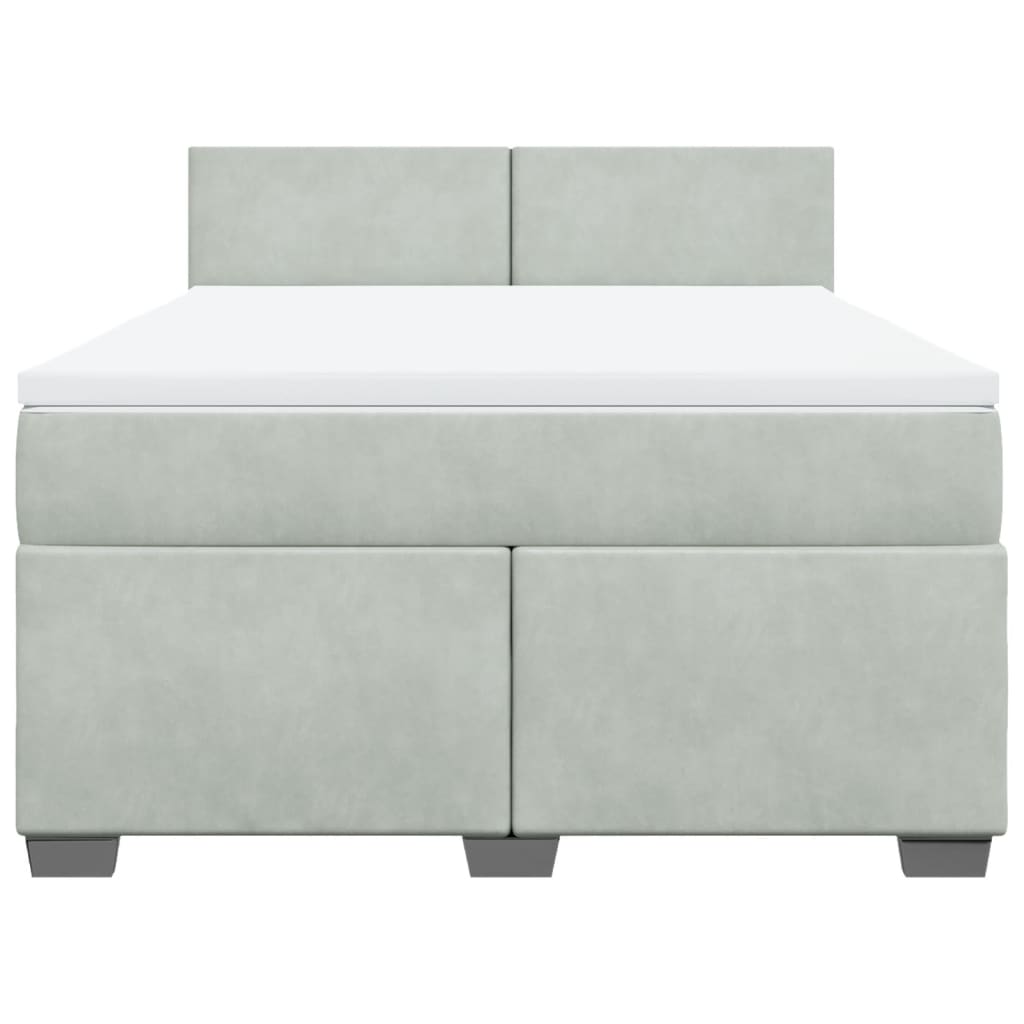 vidaXL Κρεβάτι Boxspring με Στρώμα Ανοιχτό Γκρι 140x190 εκ. Βελούδινο