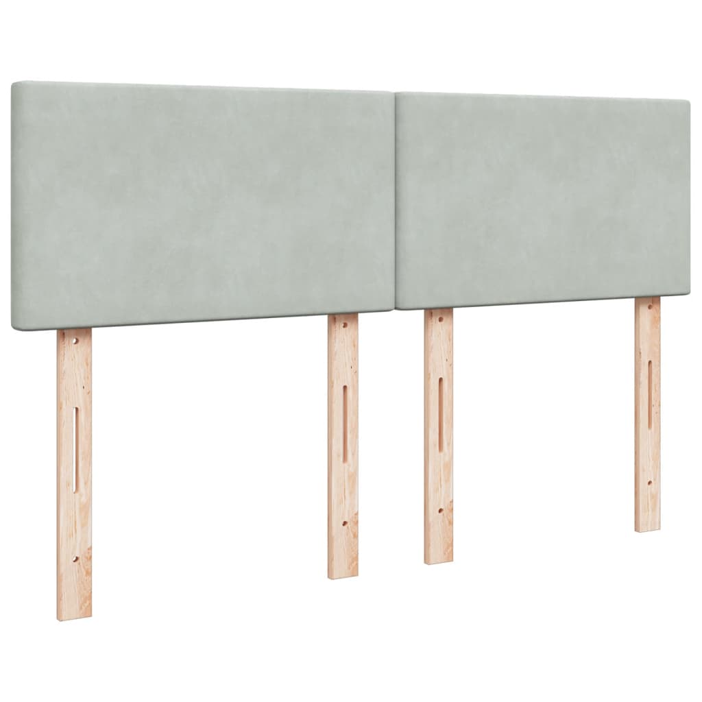 vidaXL Κρεβάτι Boxspring με Στρώμα Ανοιχτό Γκρι 140x190 εκ. Βελούδινο