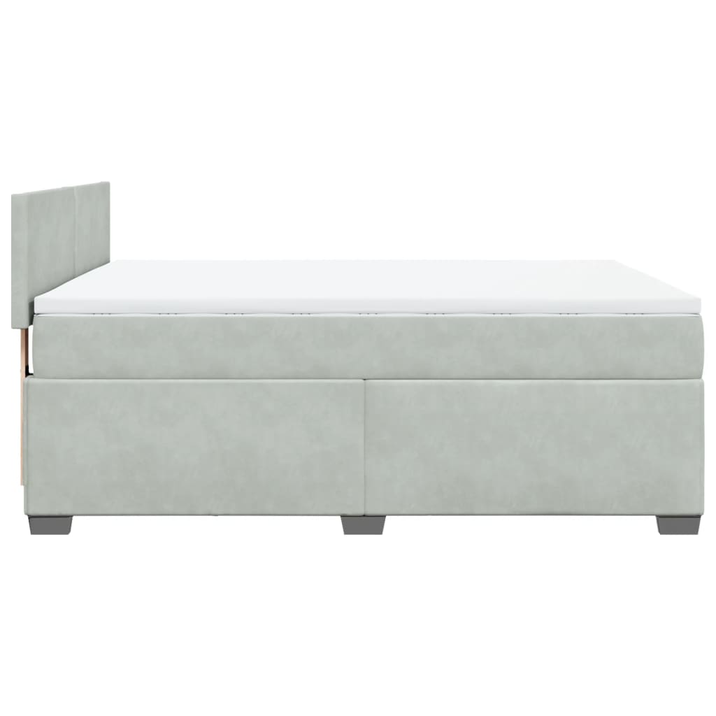 vidaXL Κρεβάτι Boxspring με Στρώμα Ανοιχτό Γκρι 140x190 εκ. Βελούδινο