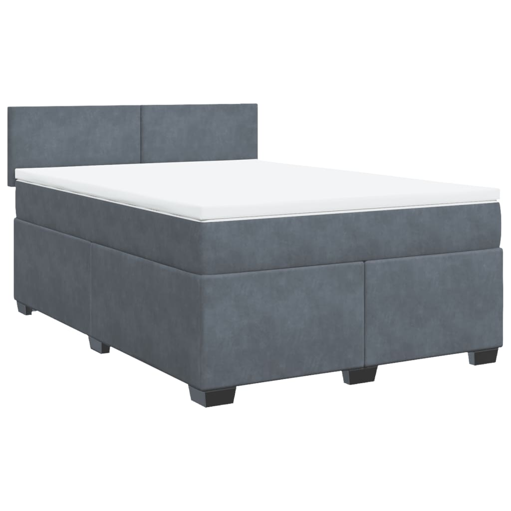 vidaXL Κρεβάτι Boxspring με Στρώμα Σκούρο Γκρι 140x190 εκ. Βελούδινο