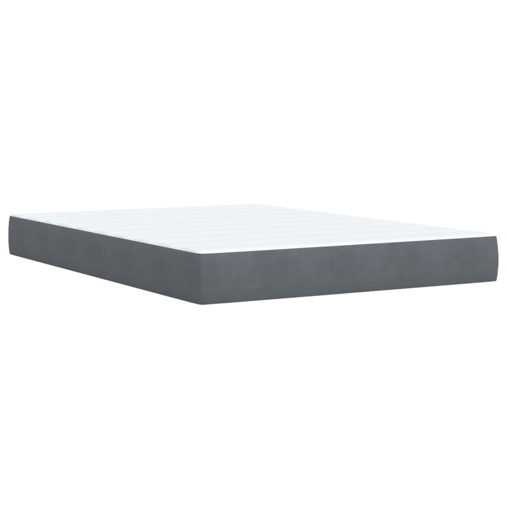 vidaXL Κρεβάτι Boxspring με Στρώμα Σκούρο Γκρι 140x190 εκ. Βελούδινο