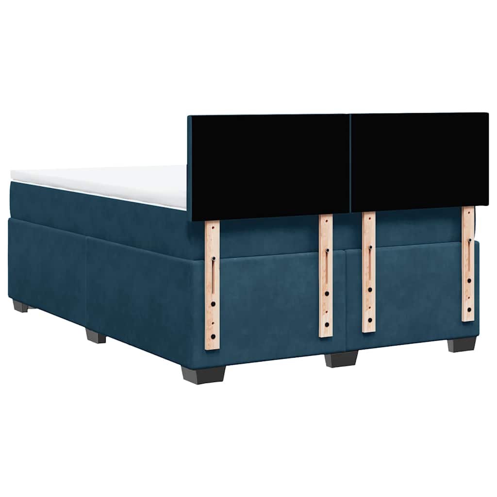 vidaXL Κρεβάτι Boxspring με Στρώμα Σκούρο Μπλε 140x190 εκ. Βελούδινο