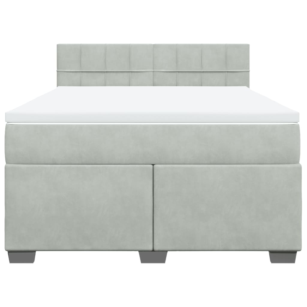 vidaXL Κρεβάτι Boxspring με Στρώμα Ανοιχτό Γκρι 140x190 εκ. Βελούδινο