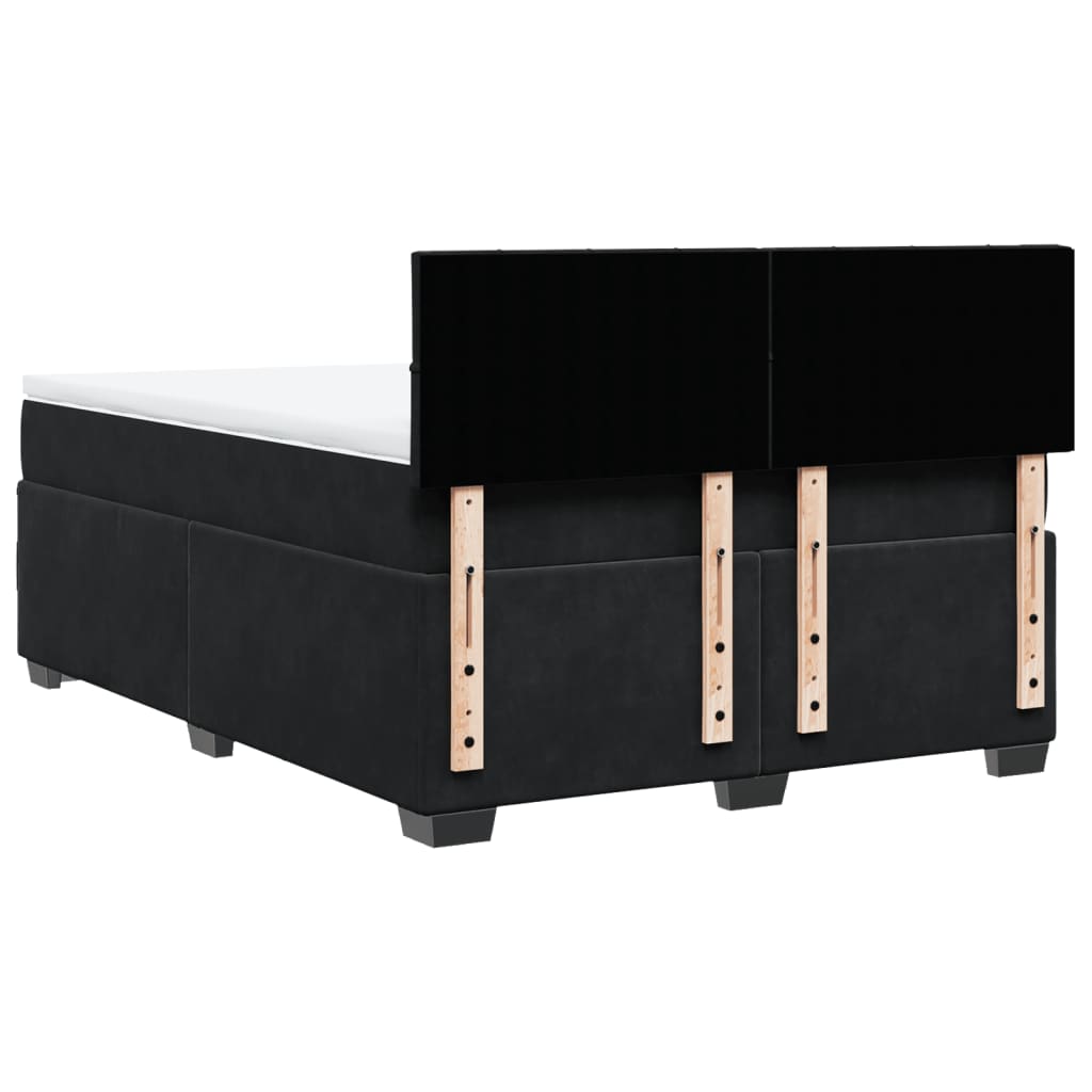 vidaXL Κρεβάτι Boxspring με Στρώμα Μαύρο 140x190 εκ. Βελούδινο