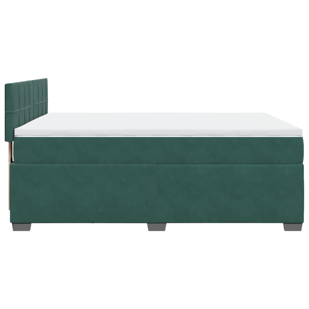 vidaXL Κρεβάτι Boxspring με Στρώμα Σκούρο Πράσινο 140x190εκ. Βελούδινο