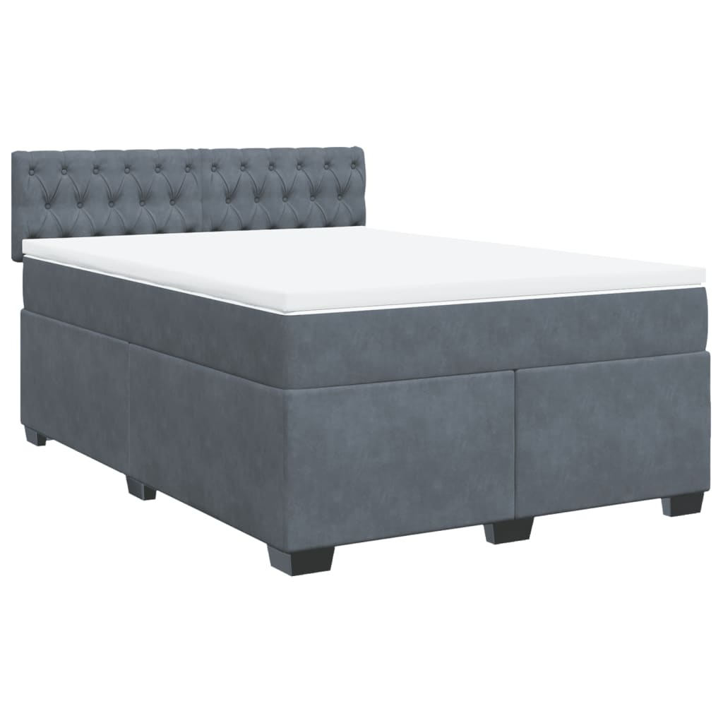 vidaXL Κρεβάτι Boxspring με Στρώμα Σκούρο Γκρι 140x190 εκ. Βελούδινο