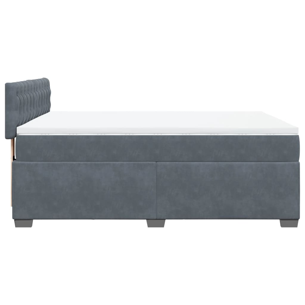 vidaXL Κρεβάτι Boxspring με Στρώμα Σκούρο Γκρι 140x190 εκ. Βελούδινο