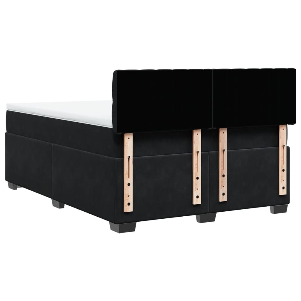 vidaXL Κρεβάτι Boxspring με Στρώμα Μαύρο 140x190 εκ. Βελούδινο