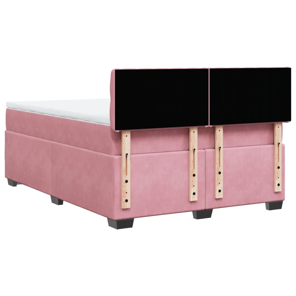 vidaXL Κρεβάτι Boxspring με Στρώμα Ροζ 140x190 εκ. Βελούδινο