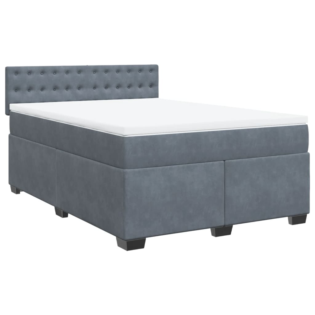 vidaXL Κρεβάτι Boxspring με Στρώμα Σκούρο Γκρι 140x190 εκ. Βελούδινο