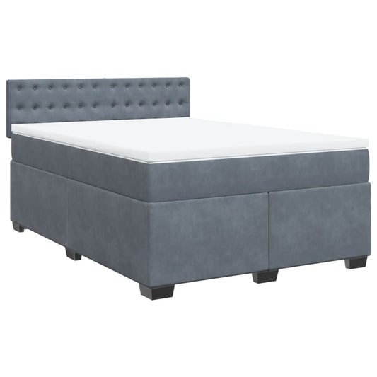 vidaXL Κρεβάτι Boxspring με Στρώμα Σκούρο Γκρι 140x190 εκ. Βελούδινο